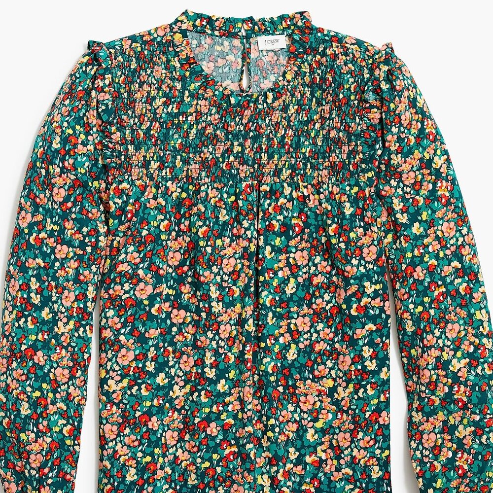 J. Crew Factory Smocked ruffleneck top, size PXS